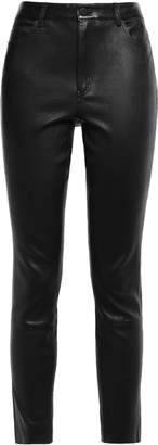 Theory Cropped Stretch-leather Skinny Pants