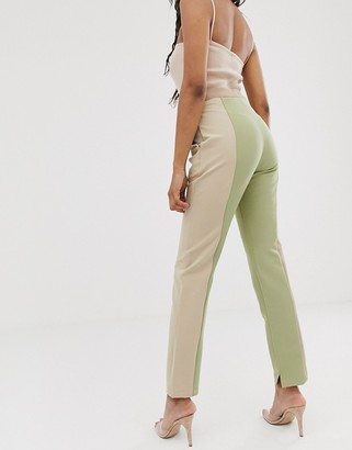 UNIQUE21 slim suit trousers in tonal colour block co-ord