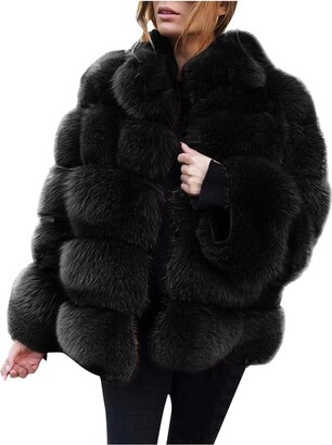 Women Fashion Luxury Faux Fur Coat TUDUZ Ladies Winter Warm Hooded Overcoat Thicken Parka Jacket with Pockets 