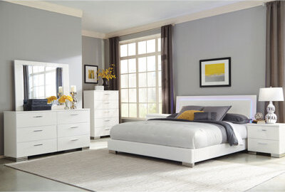 Wrought Studio August Glossy White 6-Piece Panel Bedroom Set