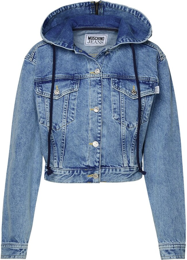 Moschino Drawstring Hooded Denim Jacket ShopStyle