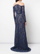 Thumbnail for your product : Tadashi Shoji Tulle-Panelled Lace Gown
