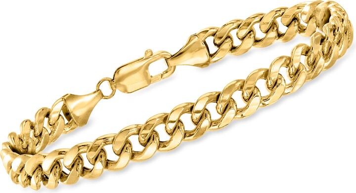 Ross-Simons Men's 7.8mm Miami Cuban Link Bracelet in 14kt Yellow Gold