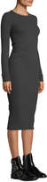 Thumbnail for your product : Enza Costa Ribbed Keyhole-Back Long-Sleeve Midi Dress