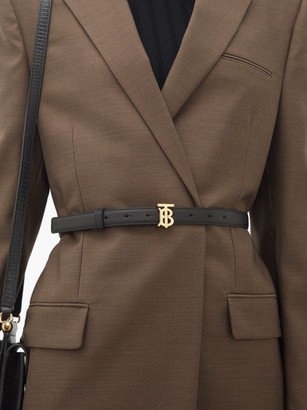 Burberry Tb-logo Buckle Leather Belt - Black Gold
