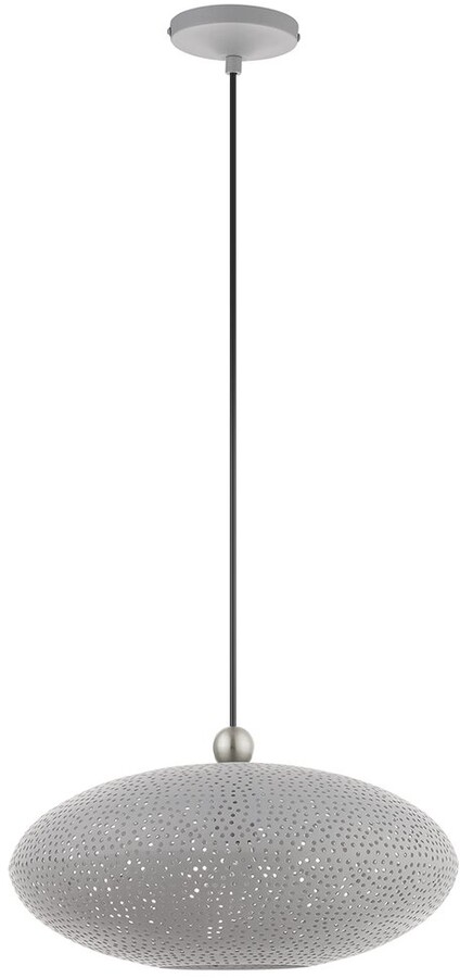 Livex Lighting 1-Light Nordic Gray With Brushed Nickel Accents Pendant