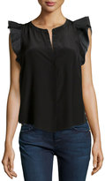 Thumbnail for your product : Madison Marcus Ruffle-Sleeve Silk Blouse, Black