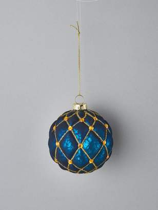 Blue Glitter Glass Christmas Tree Baubles (Set of 3)