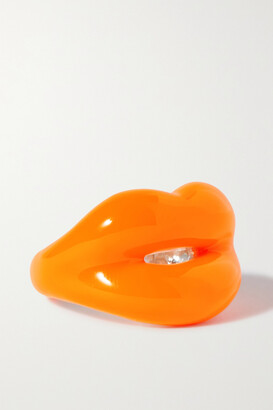 Hotlips - Silver And Enamel Ring - Orange
