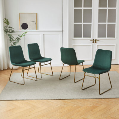 Mercer41 Farschid Velvet Metal Side Chair Dining Chair