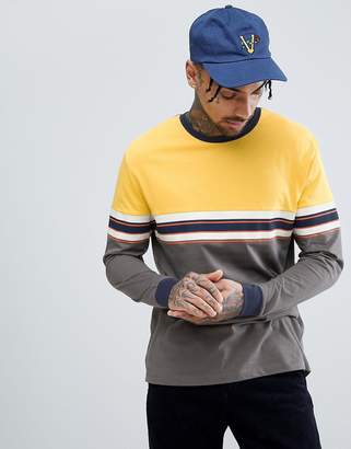 ASOS DESIGN relaxed long sleeve t-shirt with chest stripe