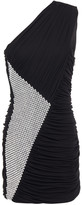 Thumbnail for your product : Balmain One-shoulder Ruched Crystal-embellished Stretch-crepe Mini Dress