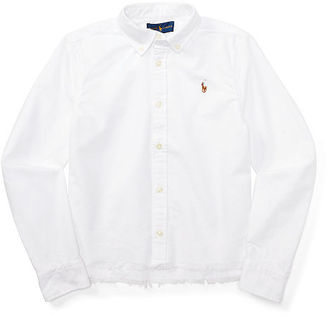 Ralph Lauren Girls 7-16 Frayed Cotton Oxford Shirt