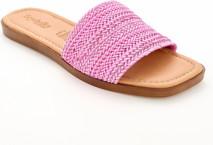 Woven Raffia Slide Sandals - Palms Perfection