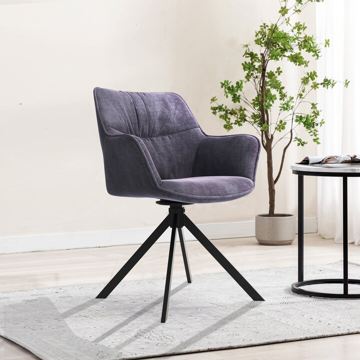 Indus Valley Set of Comet Upholstered Dining Chairs Charcoal