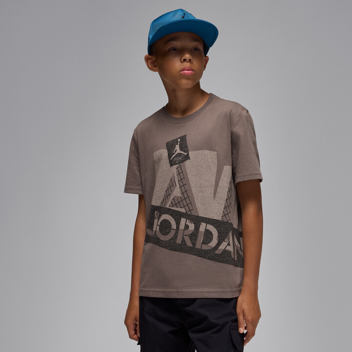 Jordan Big Kids' Cave Stone 4 Retro T-Shirt in Grey | 95F349-K0P