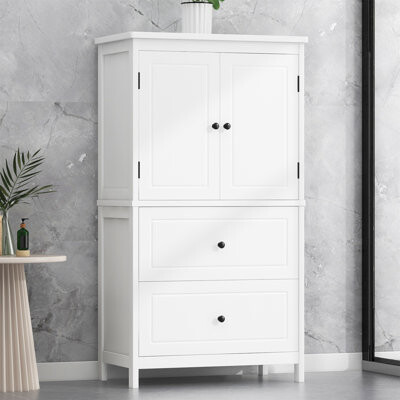 Lark Manor Bathroom Storage Cabinet With Two Doors Drawers And Adjustable Shelf For Enhanced Organization And Durability