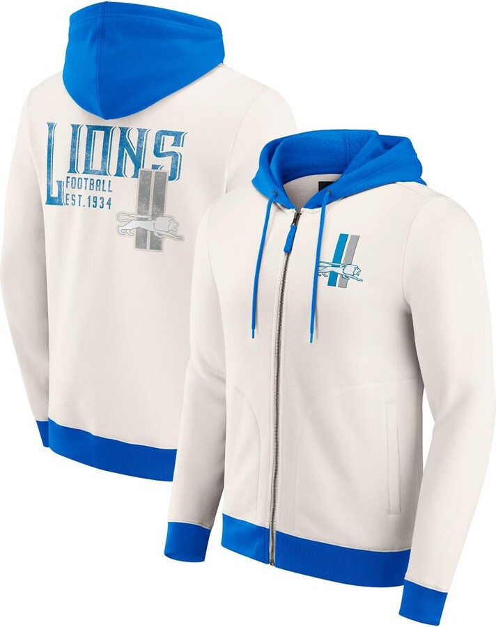 Fanatics Darius Rucker Collection by Men's Cream Detroit Lions Distressed Graphics Full-Zip Hoodie