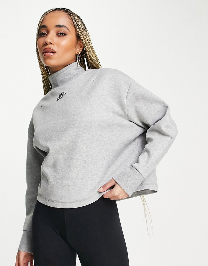 Nike Tech Fleece turtleneck sweatshirt in gray heather - ShopStyle
