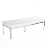 Thumbnail for your product : The Well Appointed House Rothman Polished Chrome Bench with White Leather Square Tufted Upholstered Seat