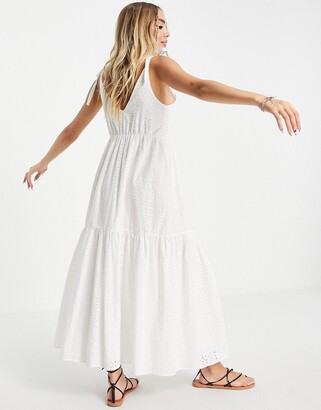 Topshop broderie maxi dress in white - ShopStyle
