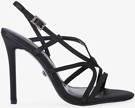 Carvela Womens Black Viola Satin Heeled Sandals Eur 39 / 6 Uk Women