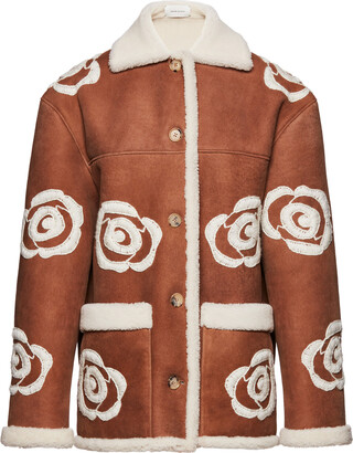 Magda Butrym Embroidered Shearling Suede Coat