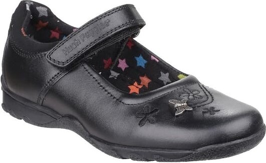 Hush Puppies CLARE JNR Girls Leather Touch Close Mary Jane School Shoes Black 