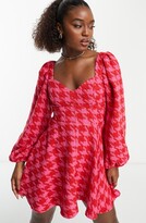 Thumbnail for your product : ASOS DESIGN Long Sleeve Houndstooth Minidress