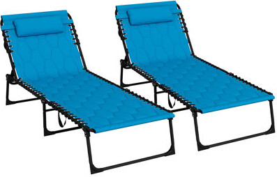Audiohome Outsunny Folding Chaise Lounge Set With 5-Level Reclining Back
