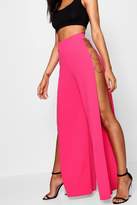 Thumbnail for your product : boohoo Crepe O Ring Side Split Wide Leg Trouser