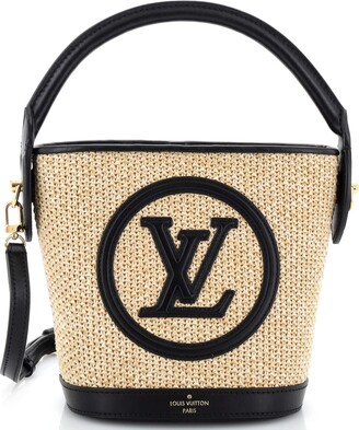 Louis Vuitton Petit Bucket NM Bag Raffia with Leather Black