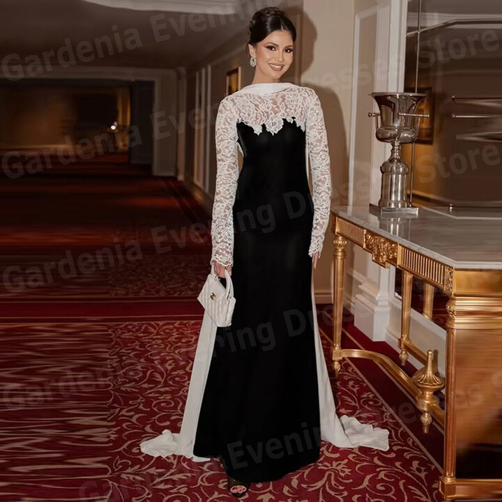 Fascinating Mermaid Women & apos;s Evening Dresses Lace Long Sleeve Prom Gowns Vestidos Para Mujer Customized Backless Robe De Soirée