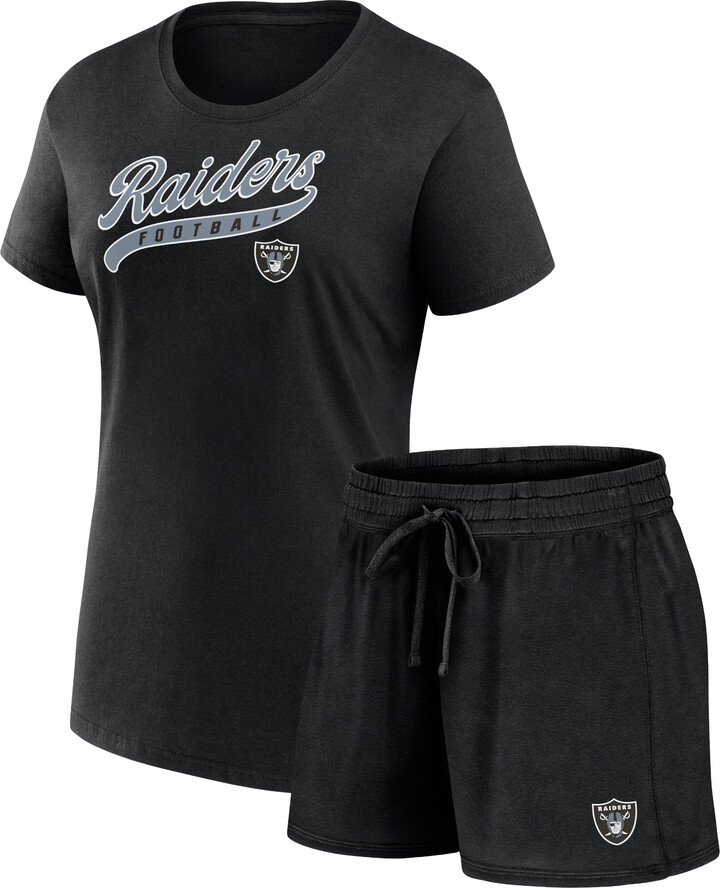 Women's Fanatics Black Las Vegas Raiders Start to Finish T-Shirt & Shorts Combo Pack