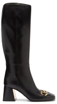 Thumbnail for your product : Gucci Horsebit Leather Knee-high Boots - Black