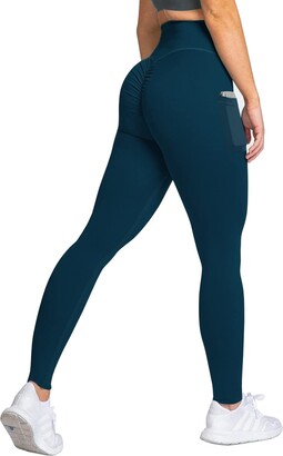 DUROFIT Scrunch Butt Ruched Legging with Pockets Butt Lift Leggings Workout  Pants Sports Running Tights Fitness Jogging for Women Black M - ShopStyle