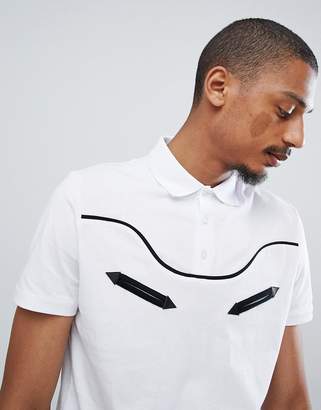 ASOS Design DESIGN polo shirt with western piping in white