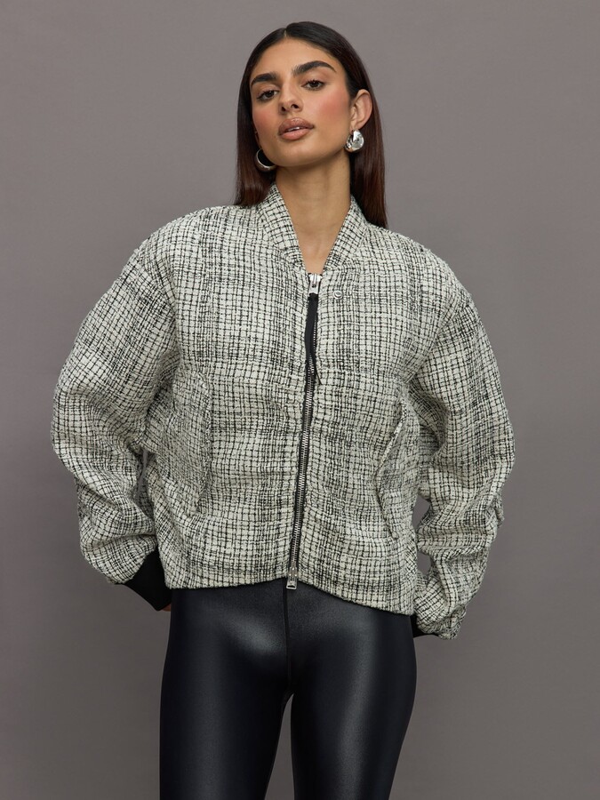 SHOREDITCH SKI CLUB Skylar Faye Bomber - White / Black