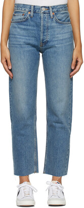 RE/DONE Blue High-Rise Stove Pipe Jeans
