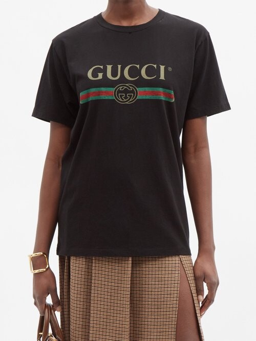 gucci logo t shirt women's