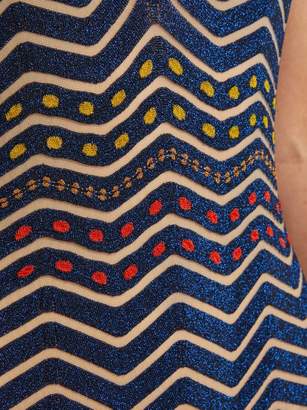 Missoni Mare - Glitter Striped Knit Halter Neck Swimsuit - Womens - Blue Multi