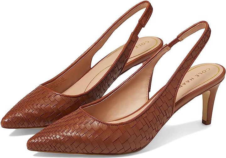 Cole Haan Vandam Sling Pump 65 (Pecan Woven Leather) Women's Shoes