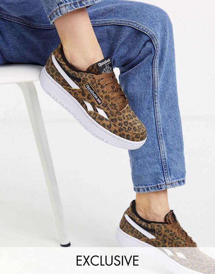 Reebok Club C Double sneakers in leopard print - ShopStyle