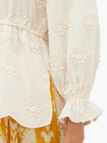Thumbnail for your product : Mes Demoiselles Olive Floral-embroidered Cotton-poplin Top - Cream