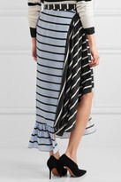 Thumbnail for your product : Preen by Thornton Bregazzi Don Striped Washed-silk Midi Skirt - Black
