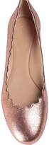 Thumbnail for your product : Chloé Lauren Scalloped Cracked-metallic Leather Ballet Flats