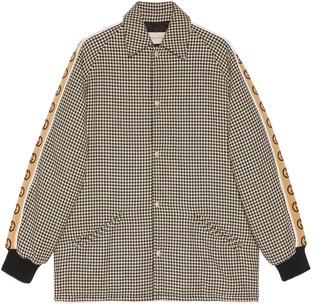 Gucci Houndstooth jacket with Interlocking G stripe