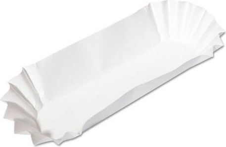 HOFFMASTER® 10740 Fluted Hot Dog Trays, 6w x 2d x 2h, White, 500/Sleeve, 6 Sleeves/Carton