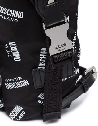Moschino black and white All Over Logo Backpack