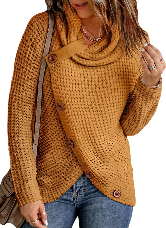 Womens Maternity Sweaters Chunky Button Cowl Neck Wrap Knit Pullover Jumper Top 